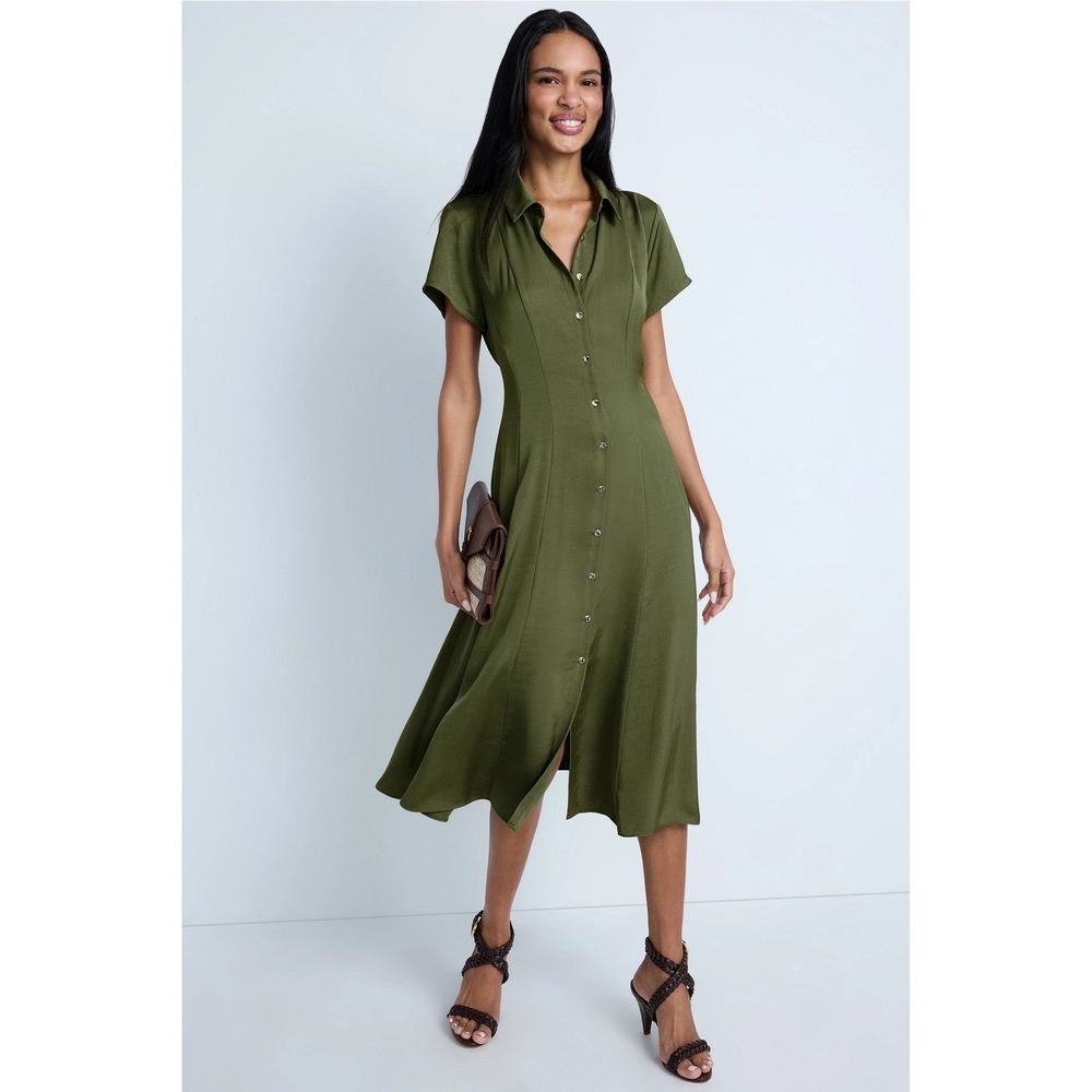 Green Luxely Colette Tie Up Linen Maternity Dress Size(14)